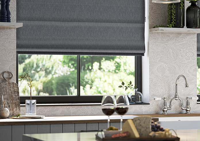 Genoa Faux Silk (Blackout), Night Shimmer - Roman Blind - Image 5
